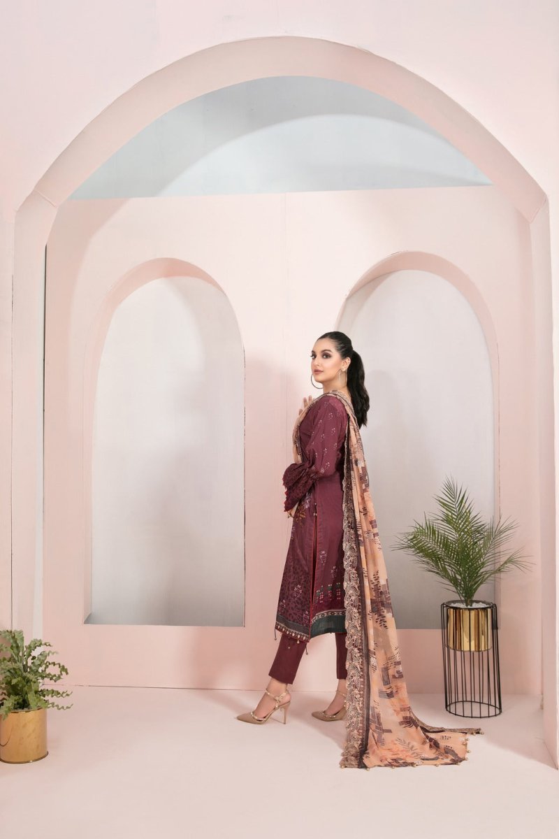 Tawakkal Fabrics 3 Piece Stitched Embroidered Digital Printed Lawn Suit D-7230