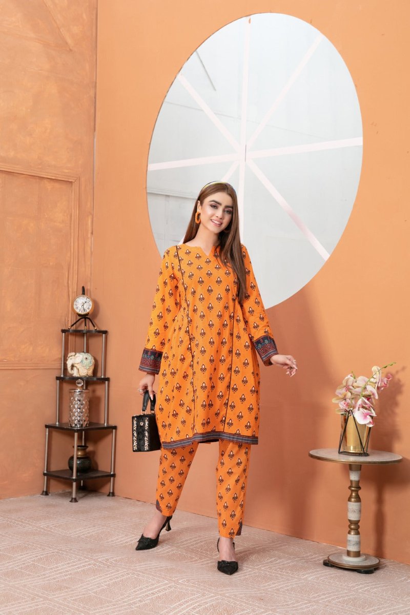 Tawakkal Fabrics 2 Piece Stitched Digital Printed Cambric Shirt designs with embellishments Suit D-7313