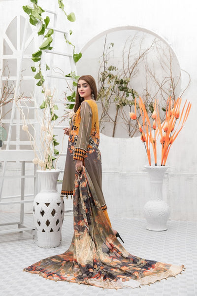 Tawakkal Fabrics 3 Piece Stitched Embroidered Digital Printed Lawn Suit D-7344
