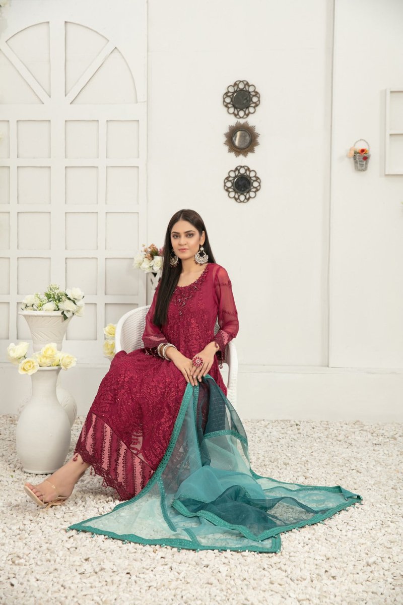 Tawakkal Fabrics 3 Piece Stitched Fancy Heavy Embroidered Suit D-7369