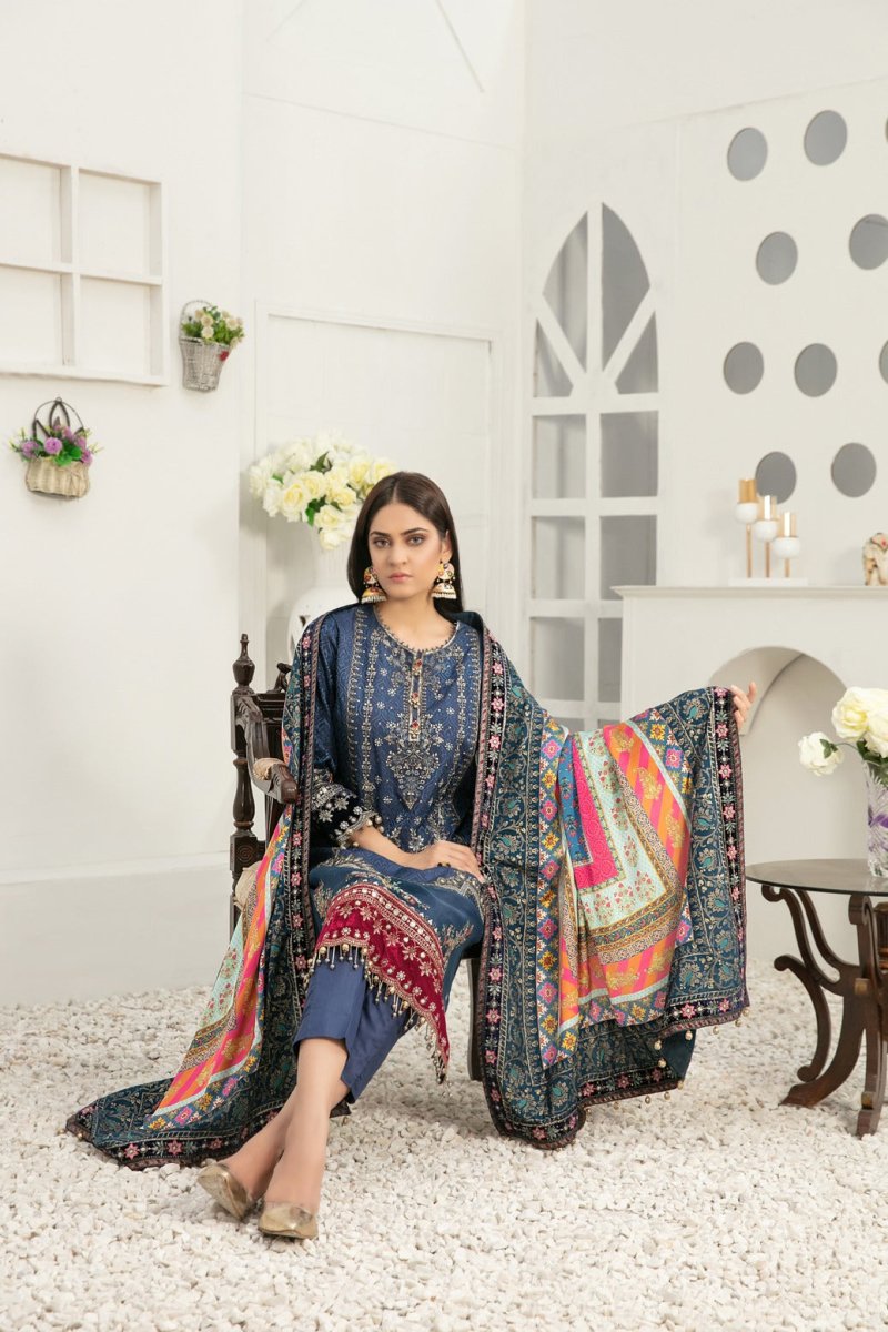 Tawakkal Fabrics 3 Piece Stitched Fancy Heavy Embroidered Suit D-7376
