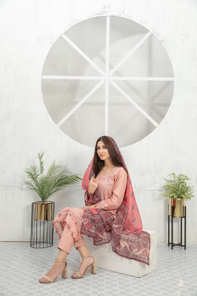 Tawakkal Fabrics 3 Piece Stitched Schiffli Embroidered Lawn Suit D-7419