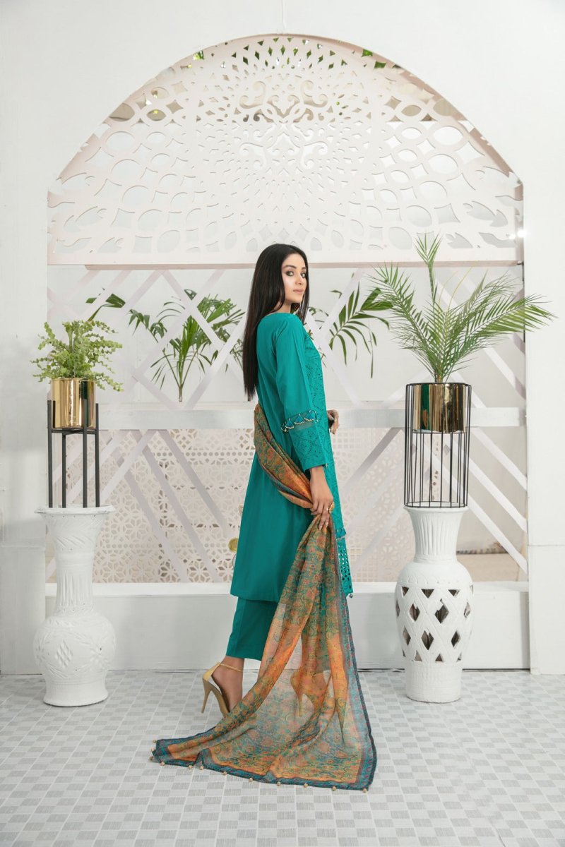 Tawakkal Fabrics 3 Piece Stitched Schiffli Embroidered Lawn Suit D-7420