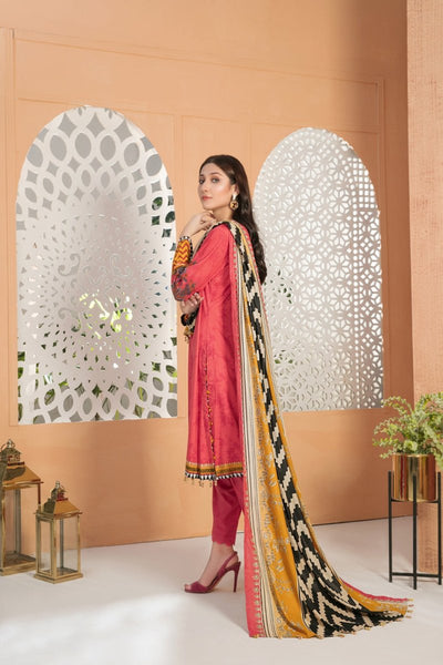 Tawakkal Fabrics 3 Piece Stitched Embroidered Digital Printed Linen Suit D-7532