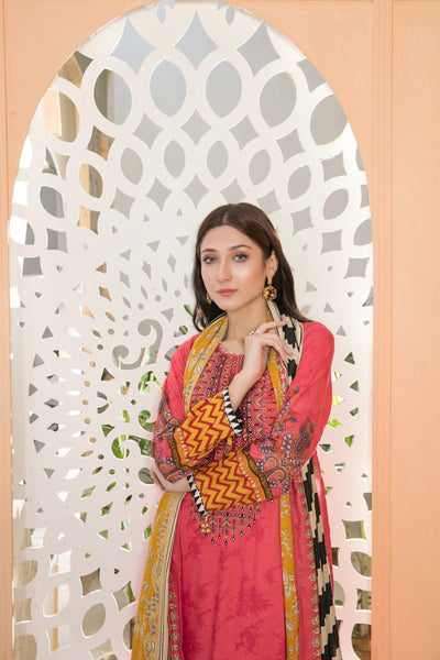 Tawakkal Fabrics 3 Piece Stitched Embroidered Digital Printed Linen Suit D-7532