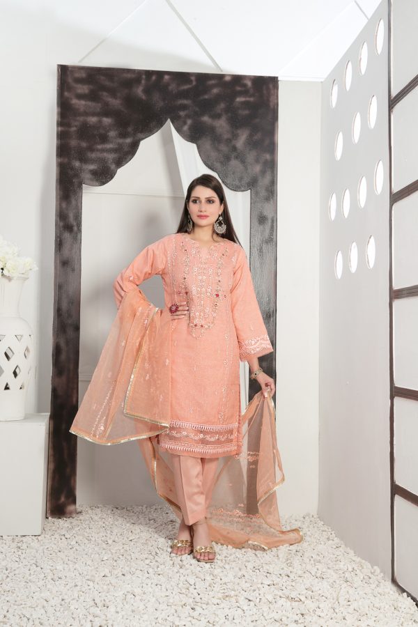 Tawakkal Fabrics 3 Piece Stitched Heavy Embroidered Organza Suit D-7560