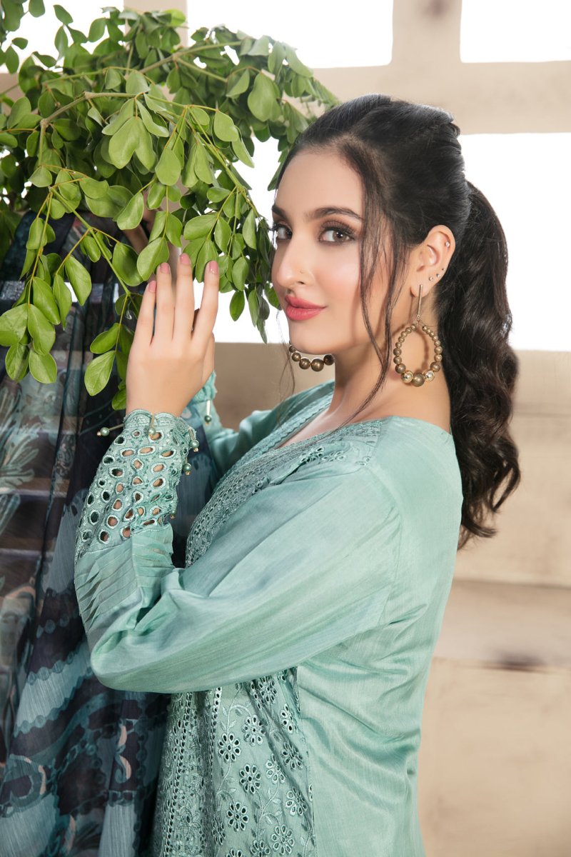 Tawakkal Fabrics 3 Piece Stitched Schiffli Embroidered Viscose Suit D-7579