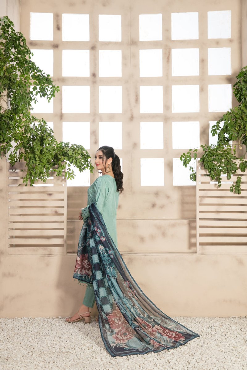 Tawakkal Fabrics 3 Piece Stitched Schiffli Embroidered Viscose Suit D-7579