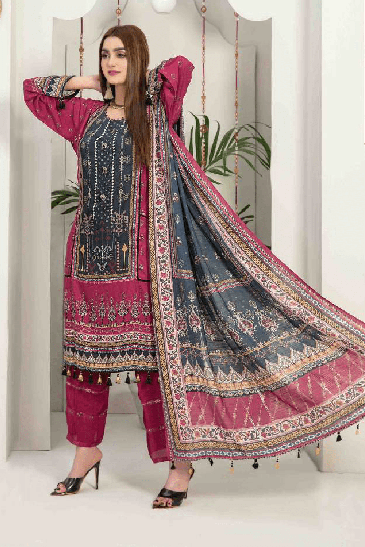 Tawakkal Fabrics 3 Piece Stitched Attractive & Elegant Suit D-7628