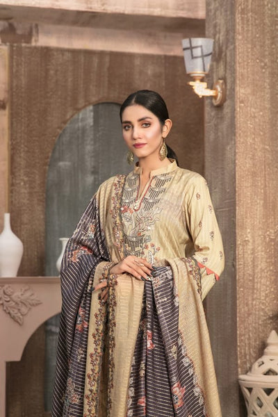 Tawakkal Fabrics 3 Piece Stitched Embroidered Digital Printed Staple Linen with Mirror Work Suit D-7691