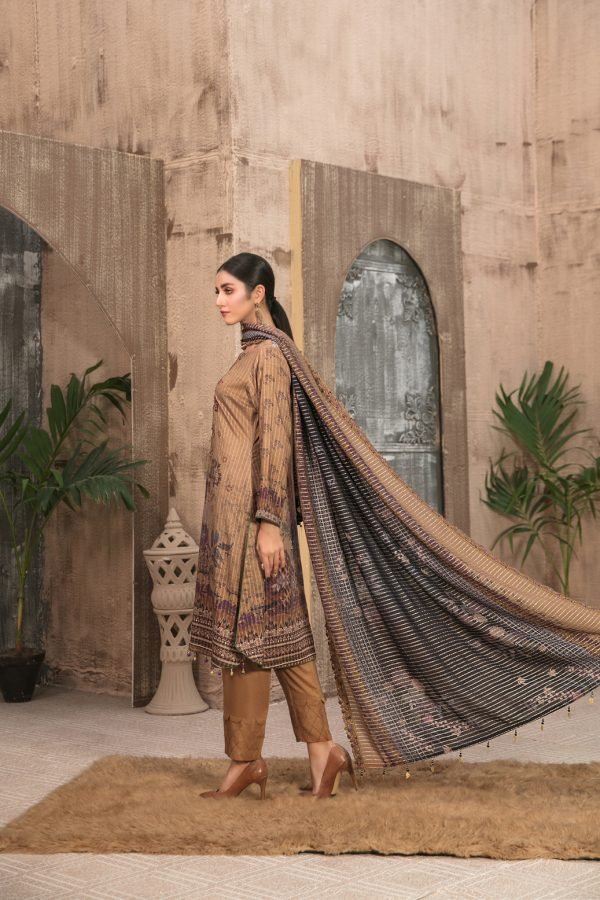 Tawakkal Fabrics 3 Piece Stitched Embroidered Digital Printed Staple Linen with Mirror Work Suit D-7696