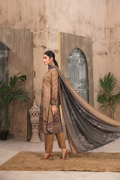 Tawakkal Fabrics 3 Piece Stitched Embroidered Digital Printed Staple Linen with Mirror Work Suit D-7696