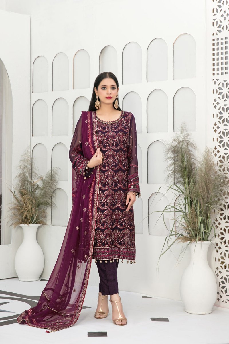 Tawakkal Fabrics 3 Piece Stitched Heavy Embroidered Fancy Suit D-7706