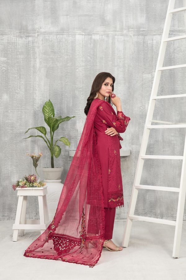 Tawakkal Fabrics 3 Piece Stitched Embroidered Viscose Schiffli Suit D-7753