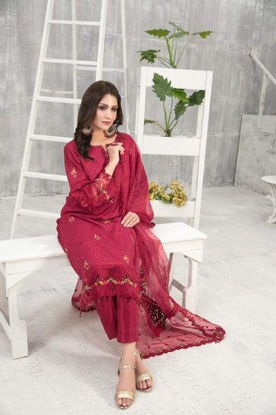 Tawakkal Fabrics 3 Piece Stitched Embroidered Viscose Schiffli Suit D-7753