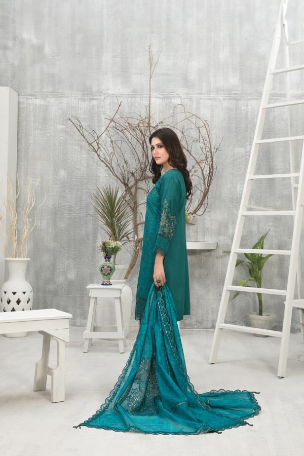 Tawakkal Fabrics 3 Piece Stitched Embroidered Viscose Schiffli Suit D-7758