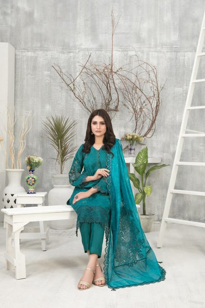 Tawakkal Fabrics 3 Piece Stitched Embroidered Viscose Schiffli Suit D-7758