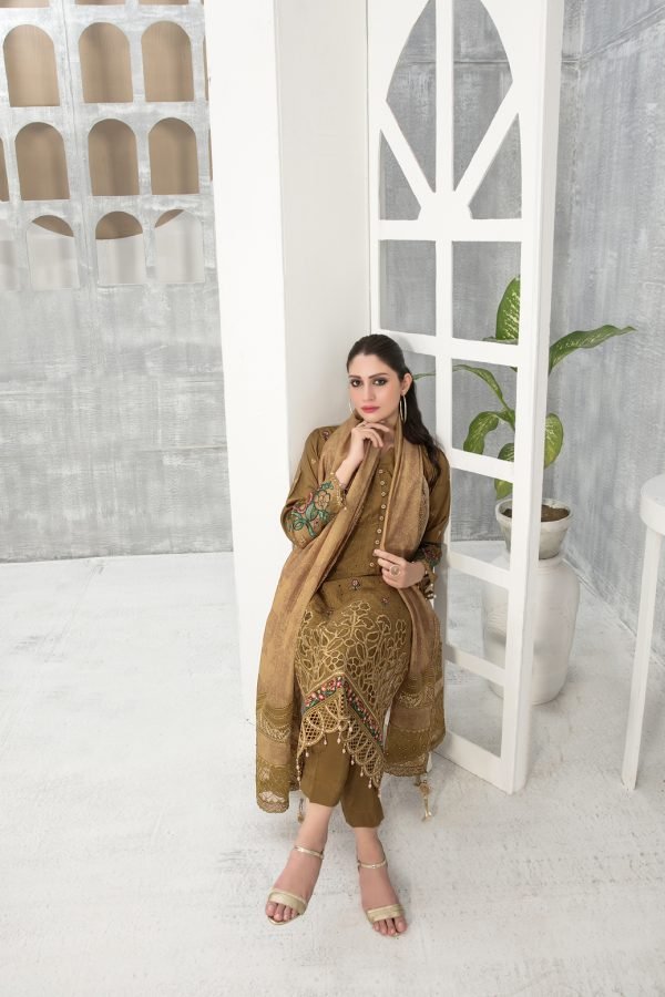 Tawakkal Fabrics 3 Piece Stitched Embroidered Viscose Schiffli Suit D-7759