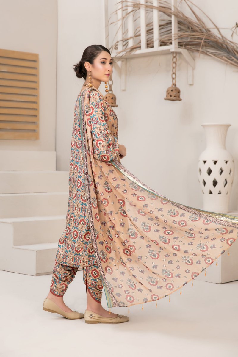 Tawakkal Fabrics 3 Piece Stitched Digital Printed Linen Suit D-7767