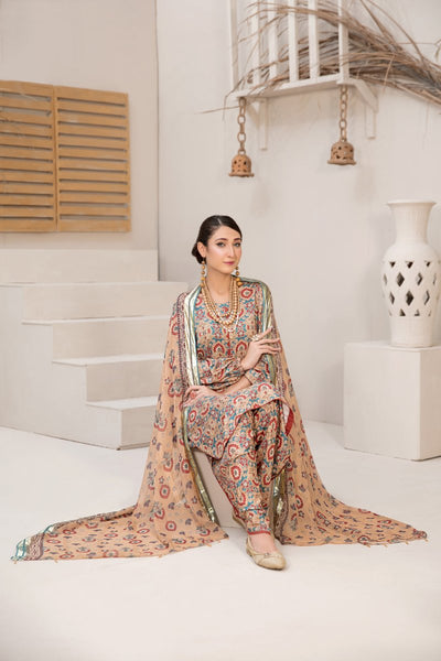 Tawakkal Fabrics 3 Piece Stitched Digital Printed Linen Suit D-7767