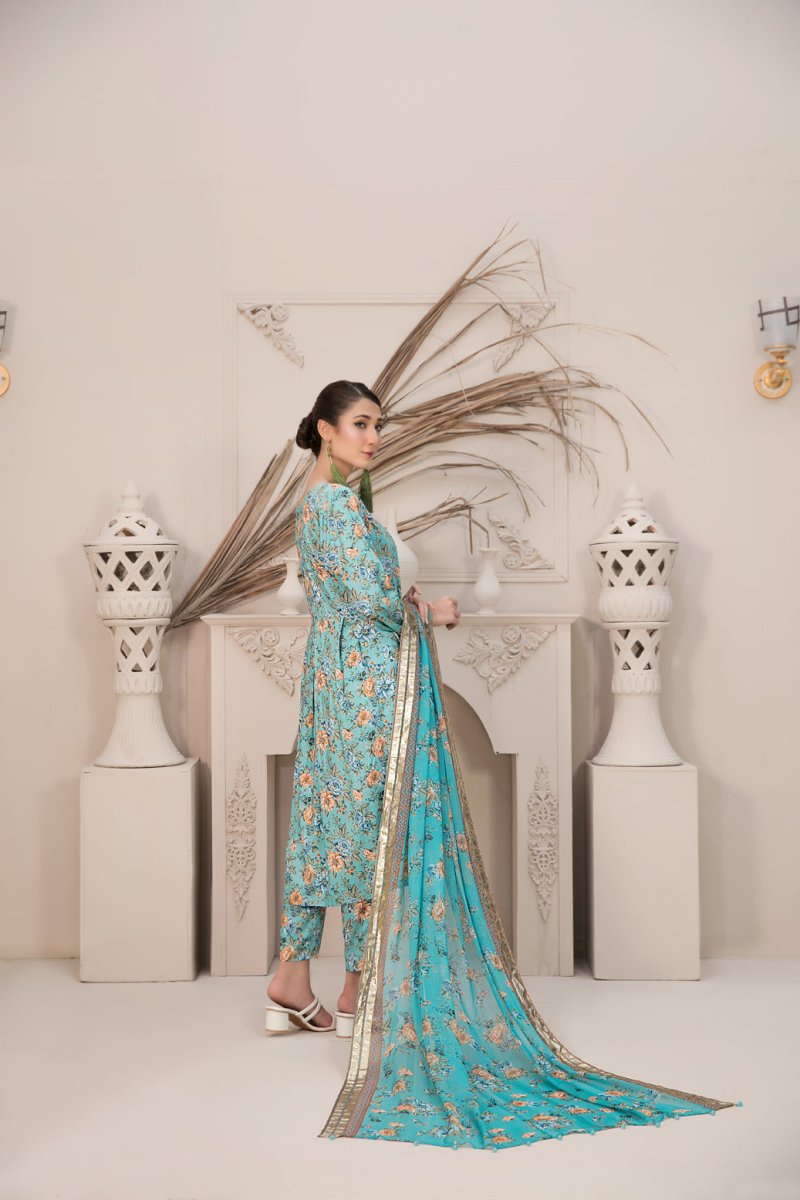 Tawakkal Fabrics 3 Piece Stitched Digital Printed Linen Suit D-7768