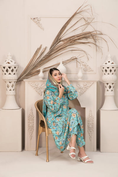 Tawakkal Fabrics 3 Piece Stitched Digital Printed Linen Suit D-7768