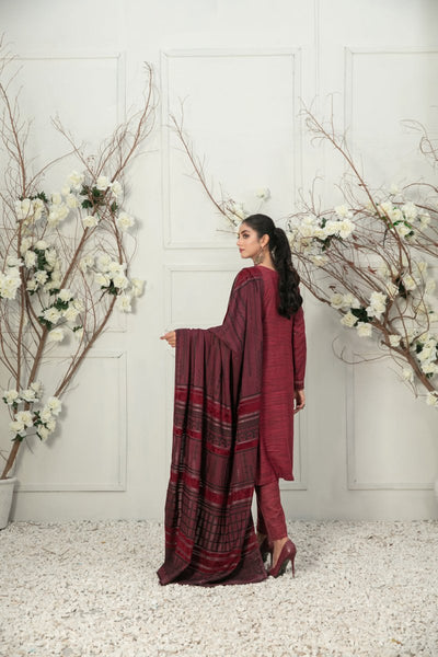 Tawakkal Fabrics 3 Piece Stitched Fancy Embroidered 2-tone Leather Suit D-7843