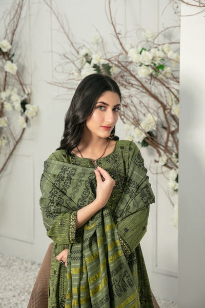 Tawakkal Fabrics 3 Piece Stitched Fancy Embroidered 2-tone Leather Suit D-7846