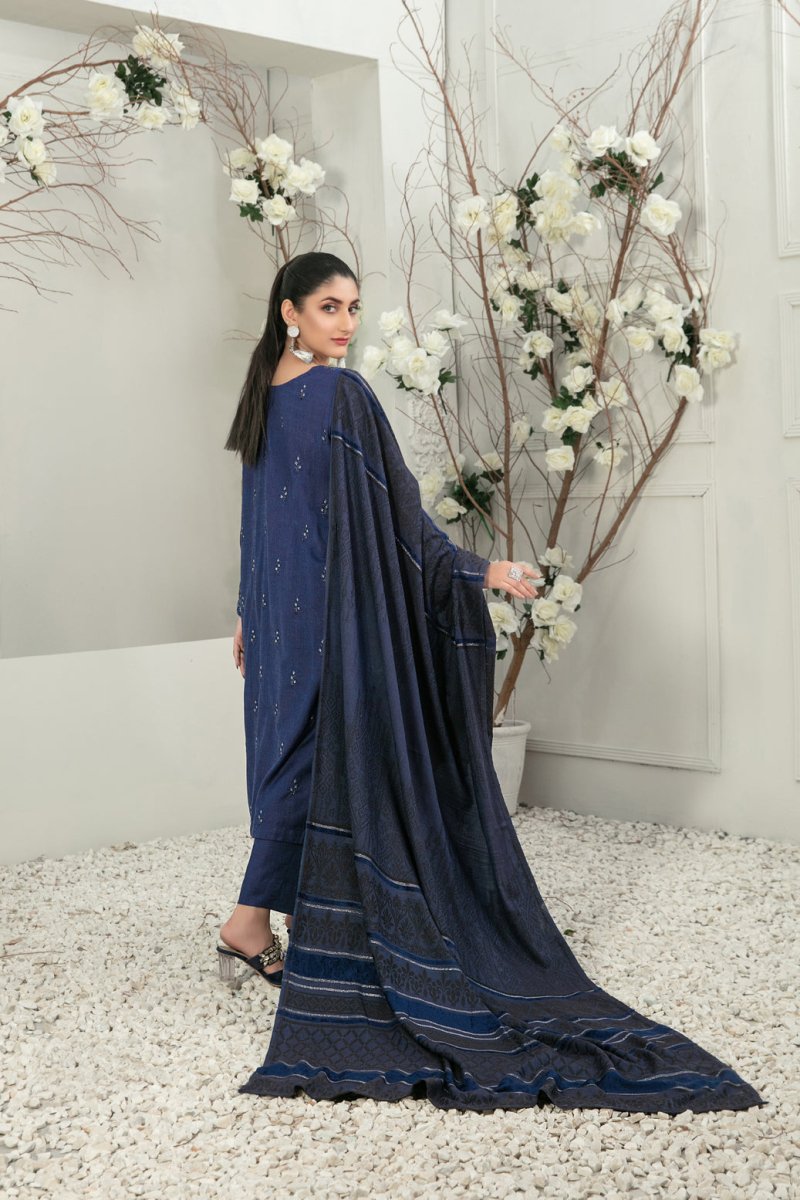 Tawakkal Fabrics 3 Piece Stitched Fancy Embroidered 2-tone Leather Suit D-7847