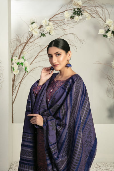 Tawakkal Fabrics 3 Piece Stitched Fancy Embroidered 2-tone Leather Suit D-7848