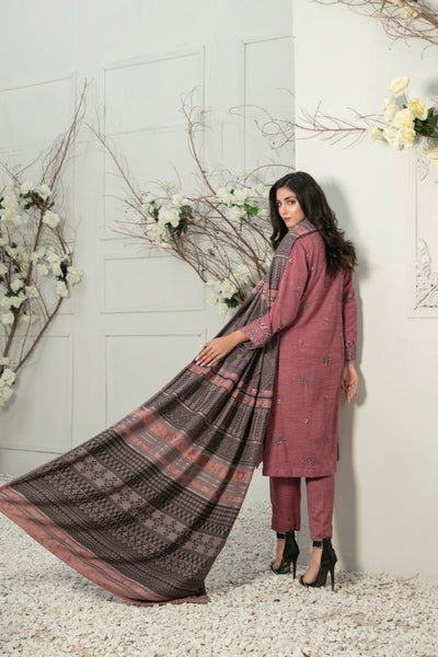 Tawakkal Fabrics 3 Piece Stitched Fancy Embroidered 2-tone Leather Suit D-7850