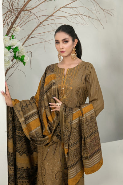Tawakkal Fabrics 3 Piece Stitched Fancy Embroidered 2-tone Leather Suit D-7851