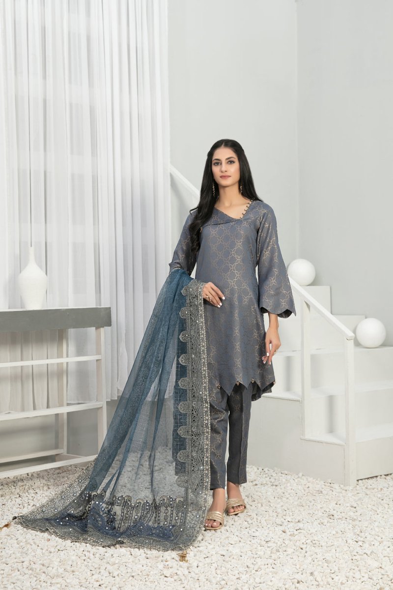 Tawakkal Fabrics 3 Piece Stitched Viscose Banarsi Suit D-7852