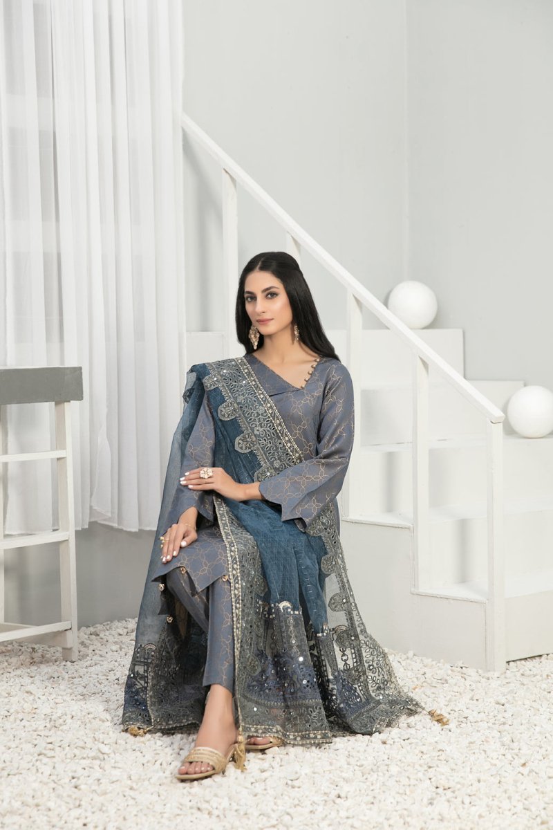 Tawakkal Fabrics 3 Piece Stitched Viscose Banarsi Suit D-7852