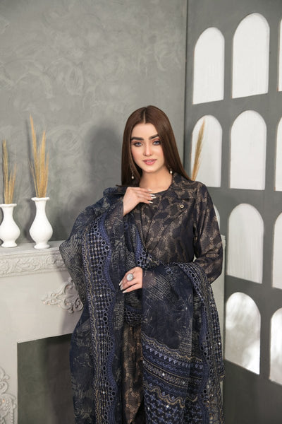 Tawakkal Fabrics 3 Piece Stitched Viscose Banarsi Suit D-7853