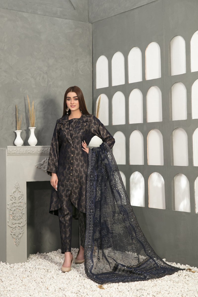 Tawakkal Fabrics 3 Piece Stitched Viscose Banarsi Suit D-7853