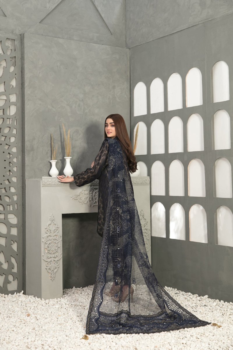 Tawakkal Fabrics 3 Piece Stitched Viscose Banarsi Suit D-7853