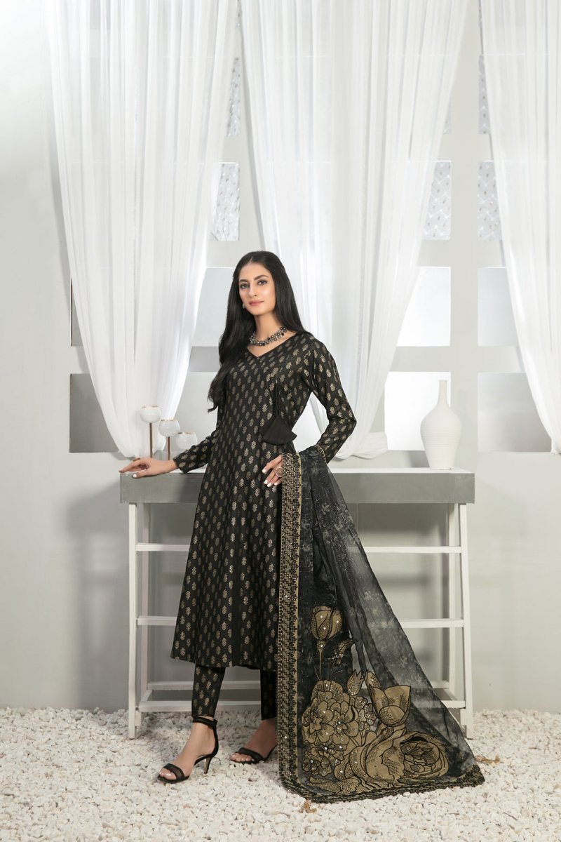 Tawakkal Fabrics 3 Piece Stitched Viscose Banarsi Suit D-7861