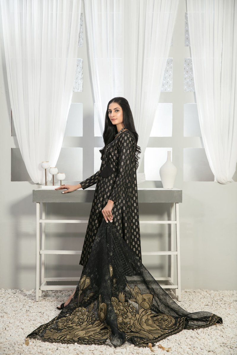 Tawakkal Fabrics 3 Piece Stitched Viscose Banarsi Suit D-7861