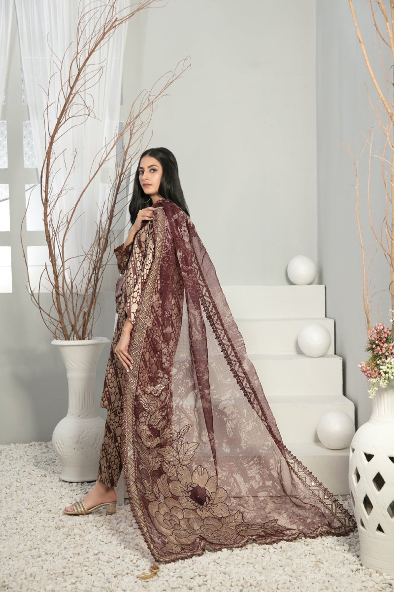Tawakkal Fabrics 3 Piece Stitched Viscose Banarsi Suit D-7863