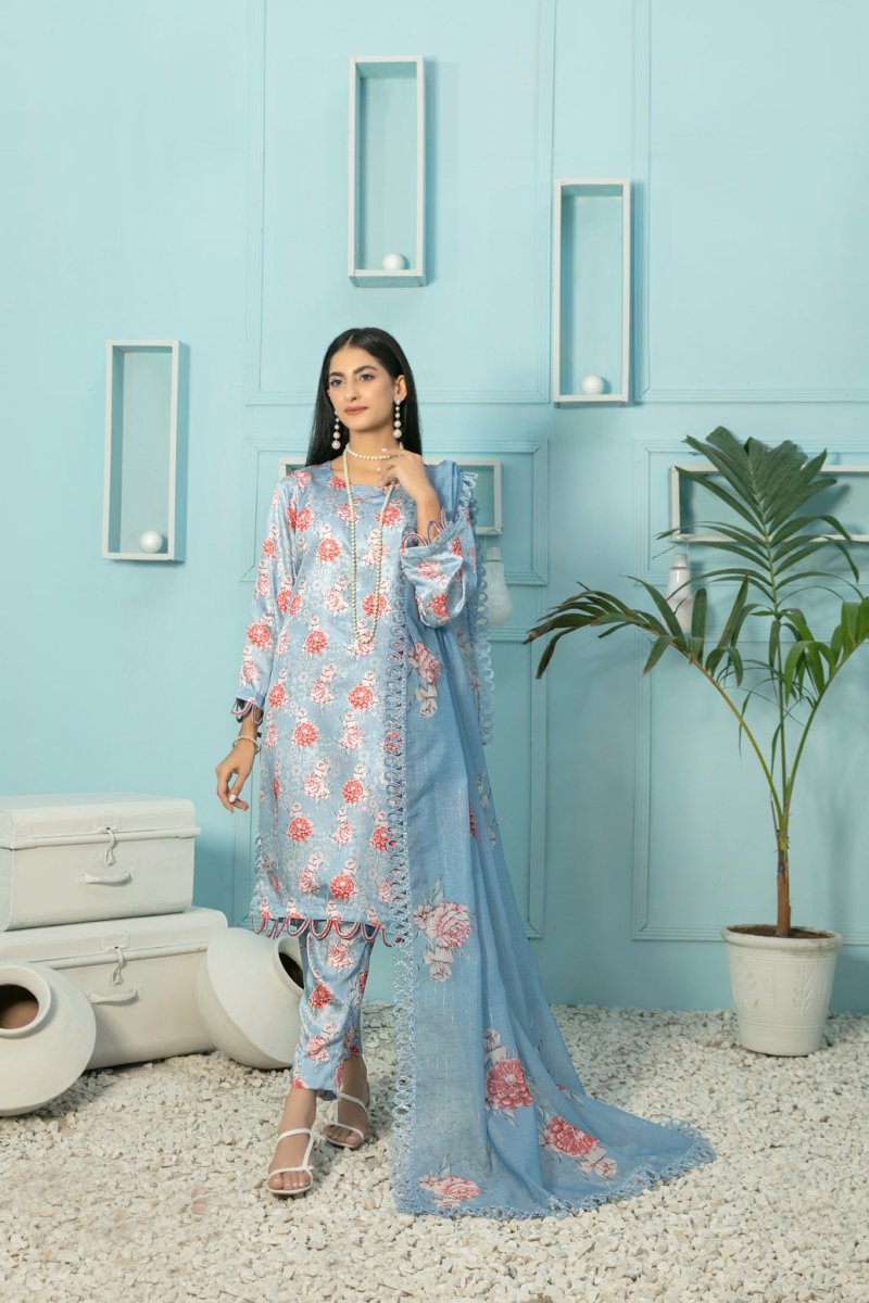Tawakkal Fabrics 3 Piece Stitched Digital Printed Silk Suit D-7868