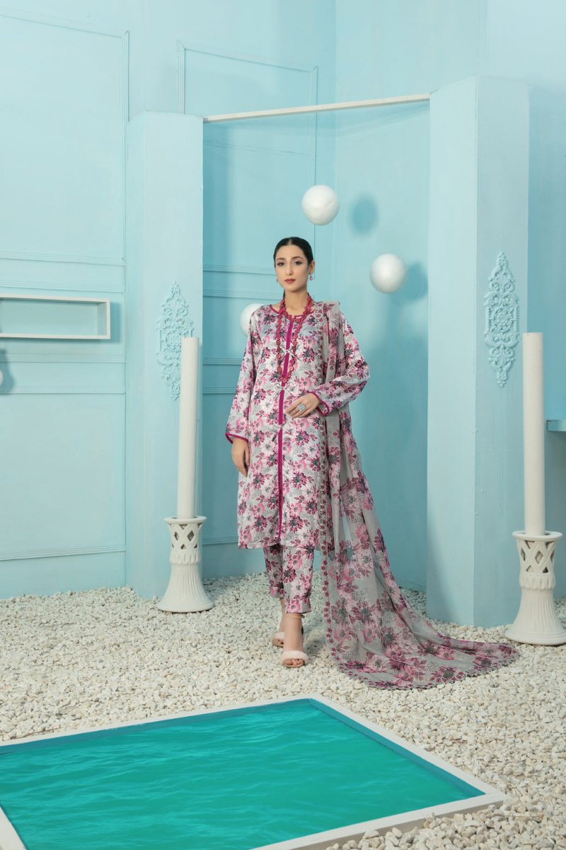 Tawakkal Fabrics 3 Piece Stitched Digital Printed Silk Suit D-7872