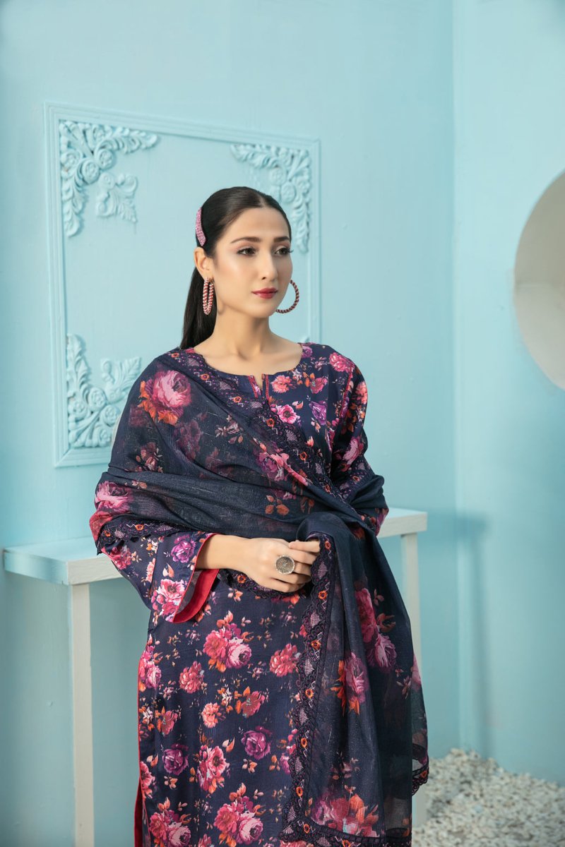 Tawakkal Fabrics 3 Piece Stitched Digital Printed Silk Suit D-7875