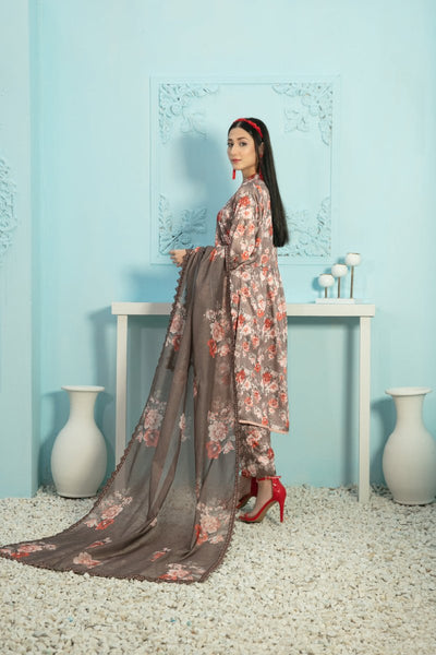 Tawakkal Fabrics 3 Piece Stitched Digital Printed Silk Suit D-7876