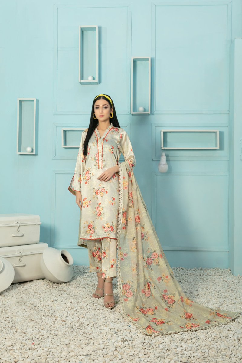 Tawakkal Fabrics 3 Piece Stitched Digital Printed Silk Suit D-7878