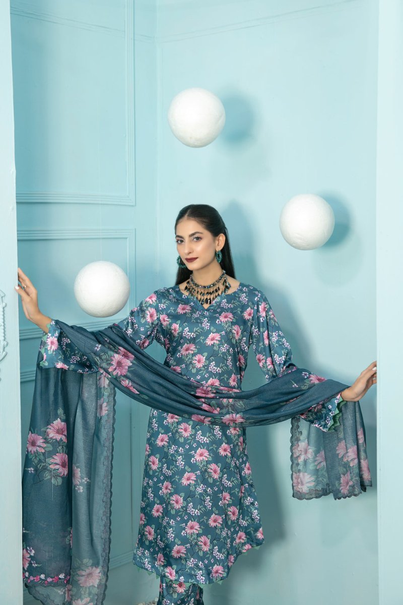 Tawakkal Fabrics 3 Piece Stitched Digital Printed Silk Suit D-7879