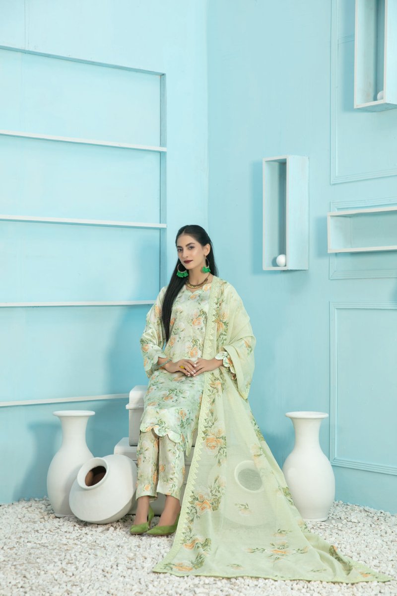 Tawakkal Fabrics 3 Piece Stitched Digital Printed Silk Suit D-7881