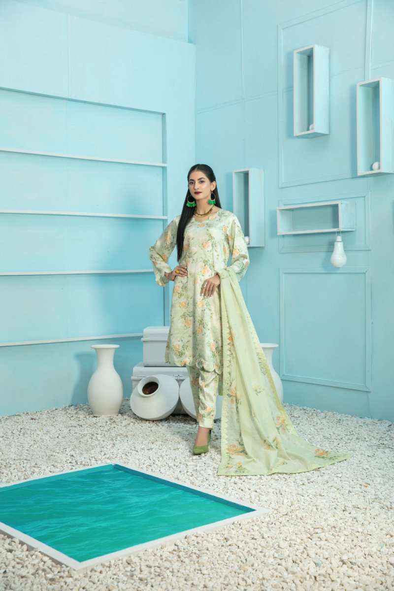 Tawakkal Fabrics 3 Piece Stitched Digital Printed Silk Suit D-7881