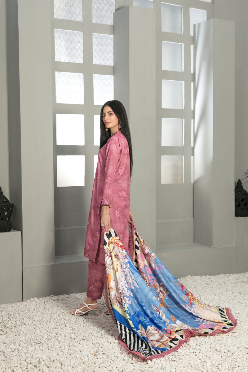 Tawakkal Fabrics 3 Piece Stitched Fancy Embroidered 2-tone Leather Suit D-7892