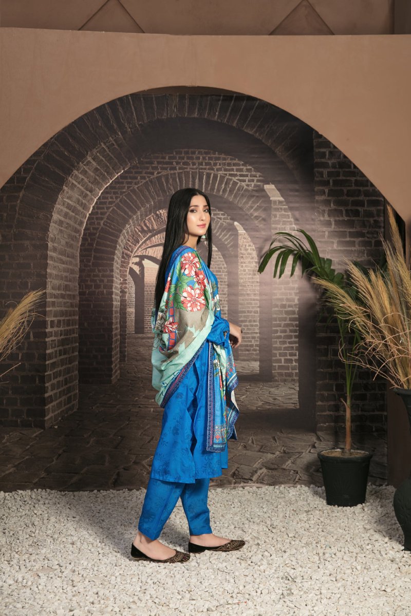 Tawakkal Fabrics 3 Piece Stitched Fancy Embroidered 2-tone Leather Suit D-7893